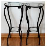 LR - End Tables - Black Metal with Glass Tops (Pair)