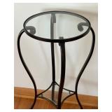 LR - End Tables - Black Metal with Glass Tops (Pair)