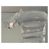 K - Orrefors Glass Hippo Sculpture - Clear Crystal