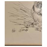 LL - Framed Vintage Pencil Drawing of American Pika by Liz McMahon