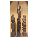 LL - Set of 3 Wooden Nias Adu Zaria Tribal Art Sculptures from Indonesia