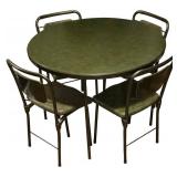 LL-FR - Vintage Cosco Green Folding Card Table Set with 4 Chairs