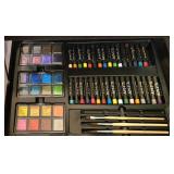 LL-FR - Art101 Wooden Art Set in Case with Acrylic Paints, Pastels, Colored Pencils, and Accessories