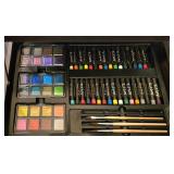 LL-FR - Art101 Wooden Art Set in Case with Acrylic Paints, Pastels, Colored Pencils, and Accessories