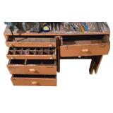 LL-S - Wood Workbench with Assorted Hand Tools and Accessories