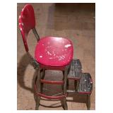 LL-S - Vintage Cosco Red Step Stool Chair