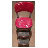 LL-S - Vintage Cosco Red Step Stool Chair