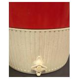 LL-S - Vintage Coleman Red and White Water Jug Cooler with Spout