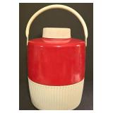 LL-S - Vintage Coleman Red and White Water Jug Cooler with Spout