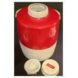 LL-S - Vintage Coleman Red and White Water Jug Cooler with Spout