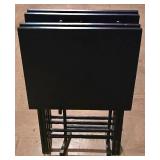 LL-S - Set of 4 Scheibe Black Folding TV Trays with Stand