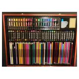 LL-FR - Complete Art Set in Wooden Case with Pastels, Pencils, Markers, and More