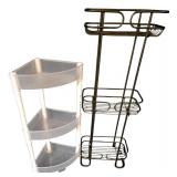 LL-FR - Bathroom Towel Set with Shell Design, Wicker Storage Basket, and Shelving Racks