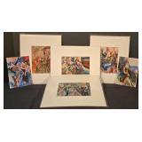 LL-FR - Set of 4 David PH Wong Matted Art Prints and 2 Art Photos