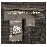 LL-FR - Andrea Jovine Black Wool Cardigan with Fringe Trim, Size Large