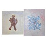 LL-FR - Pair of 1985 Fred Blumenthal Abstract Mixed Media Paintings