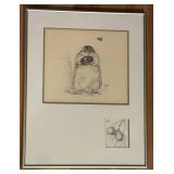 LL - Framed Chipmunk and Acorn Pencil Drawings