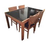 DR - Gorgeous Vintage Glass Top Dining Table Set