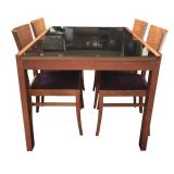 DR - Gorgeous Vintage Glass Top Dining Table Set