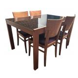 DR - Gorgeous Vintage Glass Top Dining Table Set