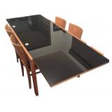 DR - Gorgeous Vintage Glass Top Dining Table Set