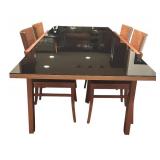 DR - Gorgeous Vintage Glass Top Dining Table Set