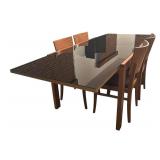 DR - Gorgeous Vintage Glass Top Dining Table Set