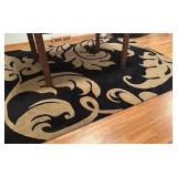 DR - Horizon Rugs Area Rug Black and Beige Floral Pattern