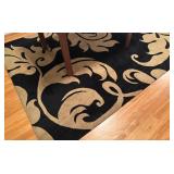 DR - Horizon Rugs Area Rug Black and Beige Floral Pattern