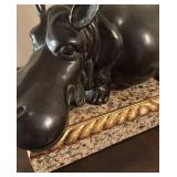 O - Mid-Century Bronze Hippopotamus Sculpture on Marble Base