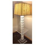 MB - Vintage Lucite Floor Lamp Table with Cubist Base