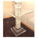 MB - Vintage Lucite Floor Lamp Table with Cubist Base