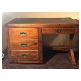 O - Vintage Young Hinkle Vintage Pine Desk with Leather Top
