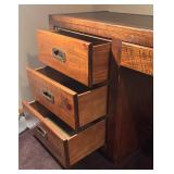 O - Vintage Young Hinkle Vintage Pine Desk with Leather Top