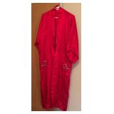 BR2 - Vintage Dunhuang Red Silk Robe with Embroidered Details Size: Medium