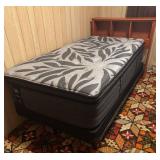 BR1 - Vintage Oak Twin Bed Frame with Storage Headboard