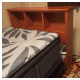 BR1 - Vintage Oak Twin Bed Frame with Storage Headboard