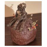 BR2 - Handcrafted Pottery Sculpture of Couple on Rock