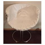BR2 - Vintage Gastone Rinaldi for Rima Pan Am White Leather and Chrome Chair