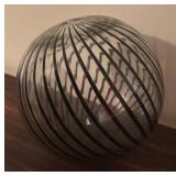 O - Set of 3 Decorative Black Swirl Glass Balls