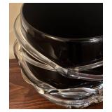 BR2 - Black Hand Blown Art Glass Bowl with Clear Twisted Design