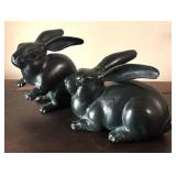 MB - Pair of Cast Iron Bunny Sculptures