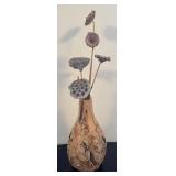 MB - Set of 2 Natural Wood and Seed Pod Vases with Dried Stems