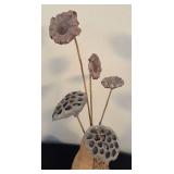 MB - Set of 2 Natural Wood and Seed Pod Vases with Dried Stems