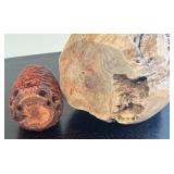 MB - Set of 2 Natural Wood and Seed Pod Vases with Dried Stems