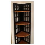 LR - Decorative Corner Shelf with Black Frame and Wood Shelves