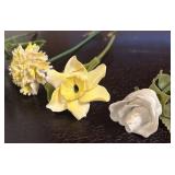 LR - Set of 9 Vintage Composite Floral Stems Decorative Flowers