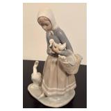 K - Lladro Porcelain Girl with Ducks Figurine