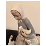 K - Lladro Porcelain Girl with Ducks Figurine