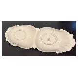 LR - Lenox Ivory Porcelain Double Serving Condiment Bowl / Dish